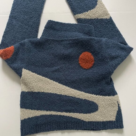 HONOR THE GIFT Sunrise Collared Sweater Blue Sz M Crop Embroidery Streetwear - Picture 4 of 5